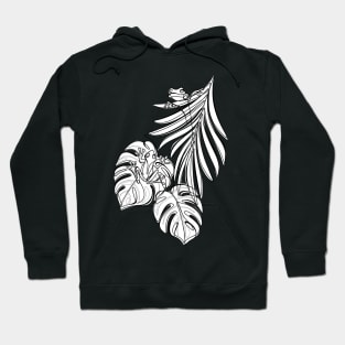 Minimalistic Continuous Line Tropical Frogs Hoodie